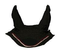 Spire Horse Soft Crochet Fly Veil Breathable Cotton Ear Net Hood Horse fly Control Masks Protector Bonnets (Pony, Black/burgundy-white)