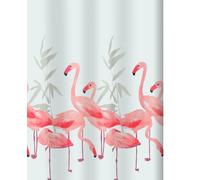 Spirella 10.16355 Textile Shower Curtain 180 x 200 cm Flamingo Design Salmon Colour