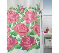 Spirella 10.18483 Textile PENELOPE Rose/Green Shower Curtain 180 x 200 cm Polyester 180 x 200 cm