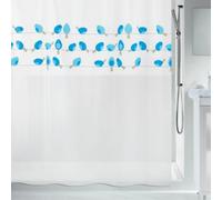 Spirella 1018685 10.18685 PEVA Shower Curtain, Bird Pattern, Blue, 180 x 200 cm