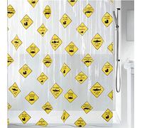 Spirella 1018687 PEVA Shower Curtain with Danger 10.18687 Shower Curtain 180 x 200 cm Black/Yellow