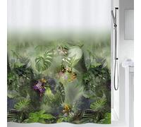 SPIRELLA 180x200, Green Jungle Collection, Textile Shower Curtain, 100% Polyester