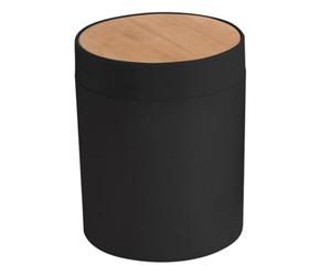 Spirella 2.5 Litre Black Bamboo Swinging Bathroom Bin