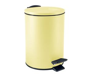 Spirella Adelar Cosmetic Bin 3 Litres Stainless Steel with Soft Close Mechanism and Inner Bucket Yellow