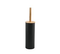 Spirella Adonis Toilet Brush with Holder Steel & Bamboo Matt Grey Black - Durable Silicone Bristles