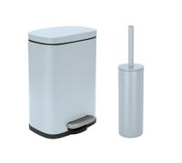 Spirella Akira 5L Pedal Bin & Toilet Brush Set Matte Ice Blue
