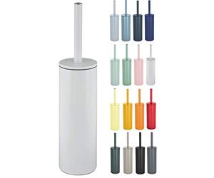 Spirella, Akira Model Toilet Brush with Steel Holder, Interchangeable Head and Solid Steel Pot, with Hygienic Container, Closed Toilet Brush, for Standing, Matte White, 40 x 9.5 x 9.5 cm