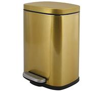 Spirella - AKIRA Stainless Steel Bathroom Pedal Bin - Soft Close, Anti-Fingerprint Coating - 21.3 x 17.5 x 30 cm - 5L - Shiny Gold
