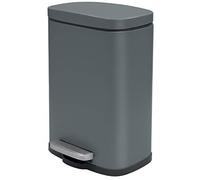 Spirella Akira Stainless Steel Pedal Bin - Soft-Close, Anti-Fingerprint Coating - 19.3 x 28 x 37.9 cm - 12 L - Matt Grey
