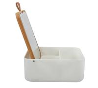 Spirella Alais Cosmetic Mirror with Shelf for Make-Up, Cosmetics, Table Mirror Bamboo, White/Natural