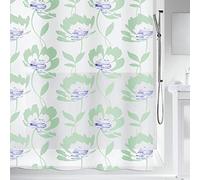Spirella Anti-Mould Shower Curtain Anti-Bacterial Washable Waterproof Peva Blossom 180 x 200 cm Green