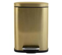 Spirella - AKIRA Stainless Steel Bathroom Pedal Bin - Easy-Close Soft Closure, Anti-Fingerprint Coating - 21.3 x 17.5 x 30 cm - 5L - Brushed Gold