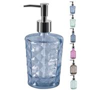 Spirella Carla Collection Liquid Soap Dispenser Diameter 8.5 x 18.5 cm (0.4 Litres), Recycled Glass, Blue