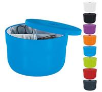 Spirella Cocco Cosmetic Organiser with Individually Adjustable Compartments Storage Box for Make Up and Jewellery 15 x 9 cm with Lid Blue