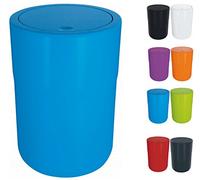 Spirella Cocco Designer Cosmetic Bin with Extra Ring for Rubbish Bags Pedal Bin Swing Lid Bin with Swing Lid 5 Litres (Diameter x Height) 19 x 26 cm Blue