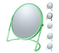 Spirella Collection Akira Standing Mirror for Vanity or Bathroom 18.4 x 10.5 x 18.4 (Reversible: 100% and x5 Magnification), Steel, Green, 18.4 x 10.5 x 18.4