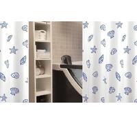 Spirella Concha Marine Blue Textile Shower Curtain 180x200cm. Maritime Motif