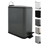 Spirella Erik Cosmetic Bin, 5 Litres, Stainless Steel with Soft-Close Mechanism and Inner Bucket, Bathroom Bin, Soft Close Waste Bin, Anthracite, Plastic, Grey Mat, 5 Litres