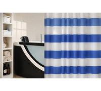 Spirella FOUR BLUE Shower Curtain Blue White 180x200 cm Marine Stripe Textile
