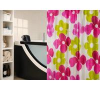 Spirella JOY Shower Curtain 180x200 Textile Kiwi Pink Satin Effect Floral