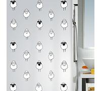Spirella Lana PEVA Opaque Plastic Shower Curtain with Sheep Pattern, 180 x 200 cm, Black/White