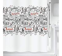 Spirella Lovejoy Anti-Mould Shower Curtain - Anti-Bacterial, Washable, Waterproof, Polyester, 180 x 200 cm White