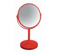 Spirella Makeup and Shaving Round Swivel Pedestal Mirror, Red