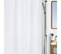 Spirella Maya White Cotton Look Textile Polyester Shower Curtain, 180 x 200 cm, White