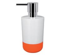 Spirella Moji Liquid Soap Dispenser with Silicone to Prevent Slipping, Capacity 7.5 x 7.5 x 16.5 cm - White/Orange