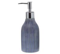 Spirella Mykonos Soap Dispenser, Liquid Soap Dispenser, Porcelain, 300 ml, Long-Lasting and Robust, White Blue
