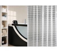 Spirella Noon Silver Shower Curtain 180x200 cm Textile White Silver Metallic