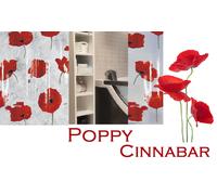 Spirella Poppy Cinnabar Red Vinyl Shower Curtain 180x200 Cm Floral Design