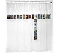 Spirella Postcard PEVA Plastic Transparent Shower Curtain with 20 Pockets for Storage, 180 x 200 cm