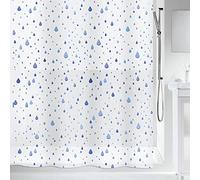 Spirella PVC Opaque Plastic Shower Curtain, 180 x 200 cm, White/Blue