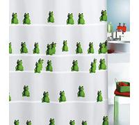 Spirella Quack Green Frog Pattern Textile Polyester Shower Curtain, 180 x 200 cm, White/Green/Black
