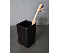 Spirella Quadro Black Toothbrush Cup Stoneware with Glossy Surface Black