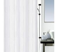 Spirella Raya White Textile Polyester Shower Curtain, 180 x 200 cm, Opaque/White