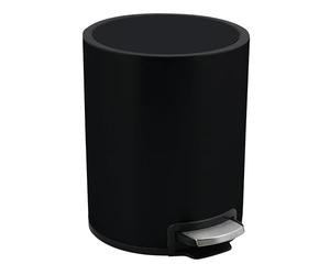 Spirella Riku Cosmetic Bin 3 Litres Stainless Steel with Soft-Close Mechanism and Inner Bucket Black Metal and Plastic Noir Mat