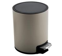 Spirella Riku Cosmetic Bin 3 Litres Stainless Steel with Soft-Close Mechanism and Inner Bucket Bathroom Bin Soft Close Waste Bin Taupe