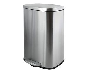Spirella - Stainless Steel Pedal Bin, Akira Model, Elegant and Modern Matte Surface, Slow and Silent Closing, Anti-Fingerprint Coating, 30 L, Brushed Stainless Steel