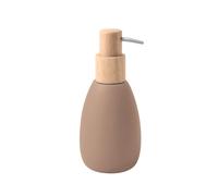 Spirella Sven soap dispenser made of polyresin 260 ml for an elegant and practical bathroom, ideal for everyday use and modern design, cappuccino, POLYRÉSINE ET BOIS DE CAOUTCHOUC