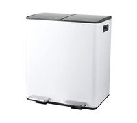 Spirella Waste Separation System 40 L (2 x 20 Litres) with Inner Bucket, Large Waste Bin, Pedal Bin, Stainless Steel, Soft-Close Mechanism, White