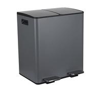 Spirella Waste Separation System 40 L (2 x 20 Litres) with Inner Bucket, Large Waste Bin, Pedal Bin, Stainless Steel, Soft-Close Mechanism, Grey