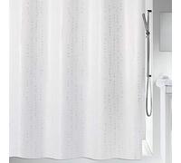 Spirella Wet White Pearl Effect Textile Polyester Shower Curtain, 180 x 200 cm, White/Blue