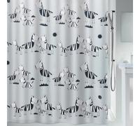 Spirella Zebi PVC Opaque Plastic Shower Curtain, 180 x 200 cm, White Black