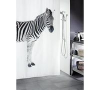 Spirella Zebra Black Textile Polyester Shower Curtain, 71x79in. (180x200cm.), White / Black
