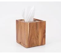Spiretro Acacia Wood Tissue Box Cover Holder - Premium Natural Brown Finish, Slide-Out Bottom Panel & Oval Top for Effortless Tissue Retrieval, Fits Most Standard Boxes, 5.75"x5.75"x6.5" inch