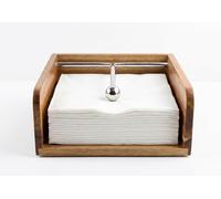 Spiretro Cocktail Paper Napkin Flat Holder, Decorative Beverage Napkin Caddy with Sophisticatedly Metal Center Bar, Solid Acacia Wood with Grain for Kitchen Dinging Countertop, Rustic Natural Brown