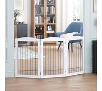 Spirich Freestanding Wire Pet Gate for Dogs, 60 inches Extra Wide, 30 inches Tall Dog Gate for The Houes, Doorway, Stairs, Pet Puppy Safety Fence, White- 3 Panels