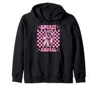 Spirit Animal Flamingo Girl Mom Pink Coquette Bow Zip Hoodie